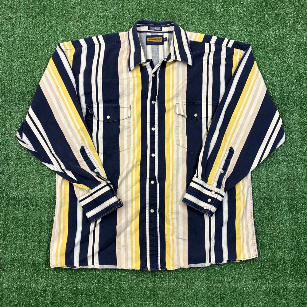 Vintage 90's Panhandle Slim Western Pearl Snap Striped Shirt‎